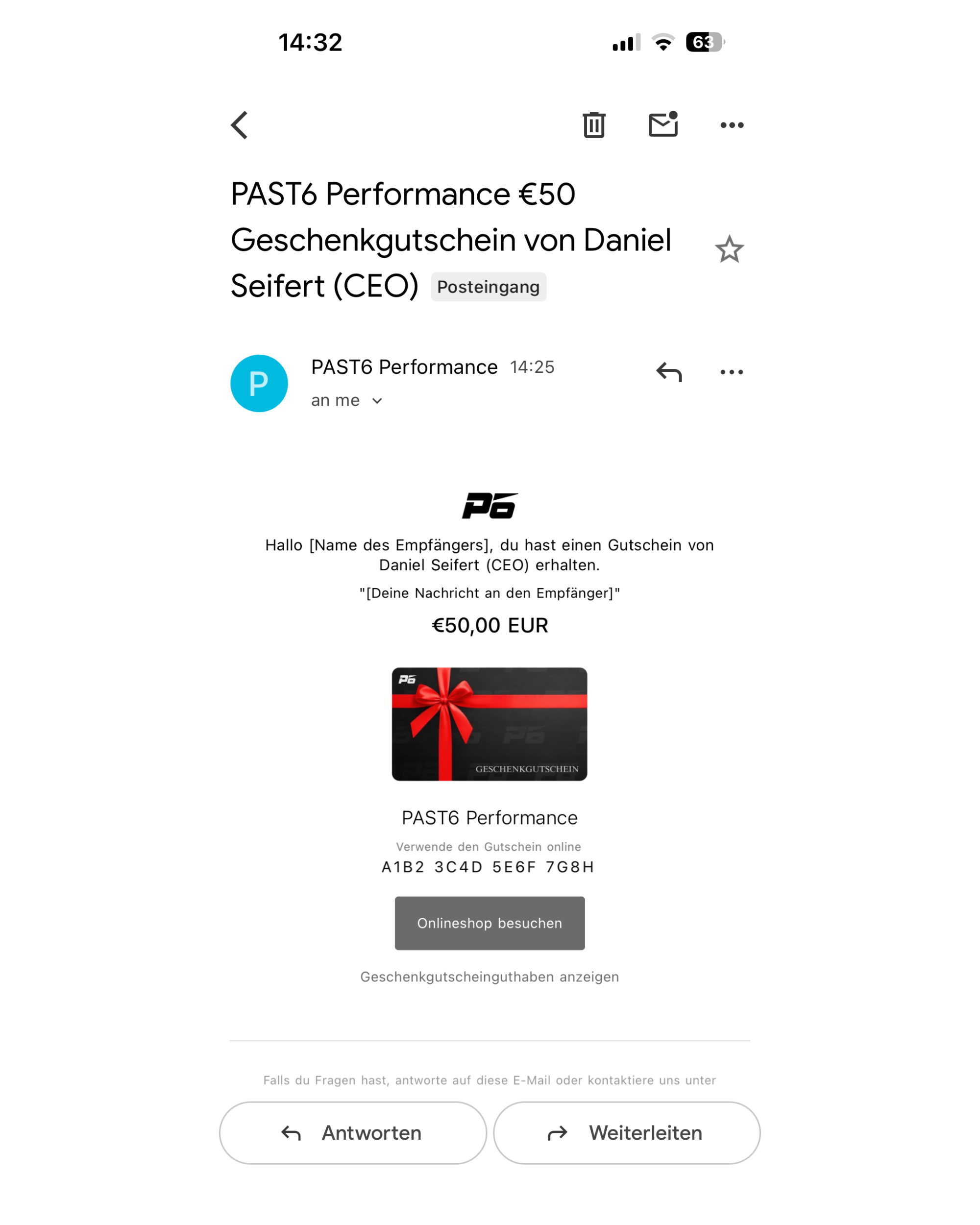 Geschenkgutschein 10€ bis 150€